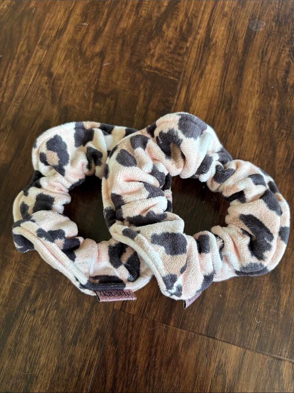 Set of 2- Kitsch Leopard Print Terry Scrunchies